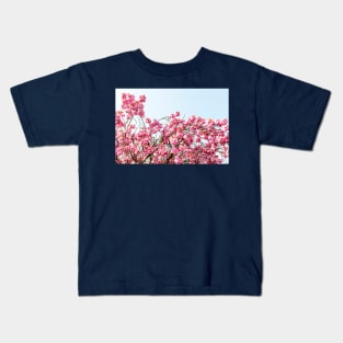 Pink Cherry Blossom Flowers Kids T-Shirt